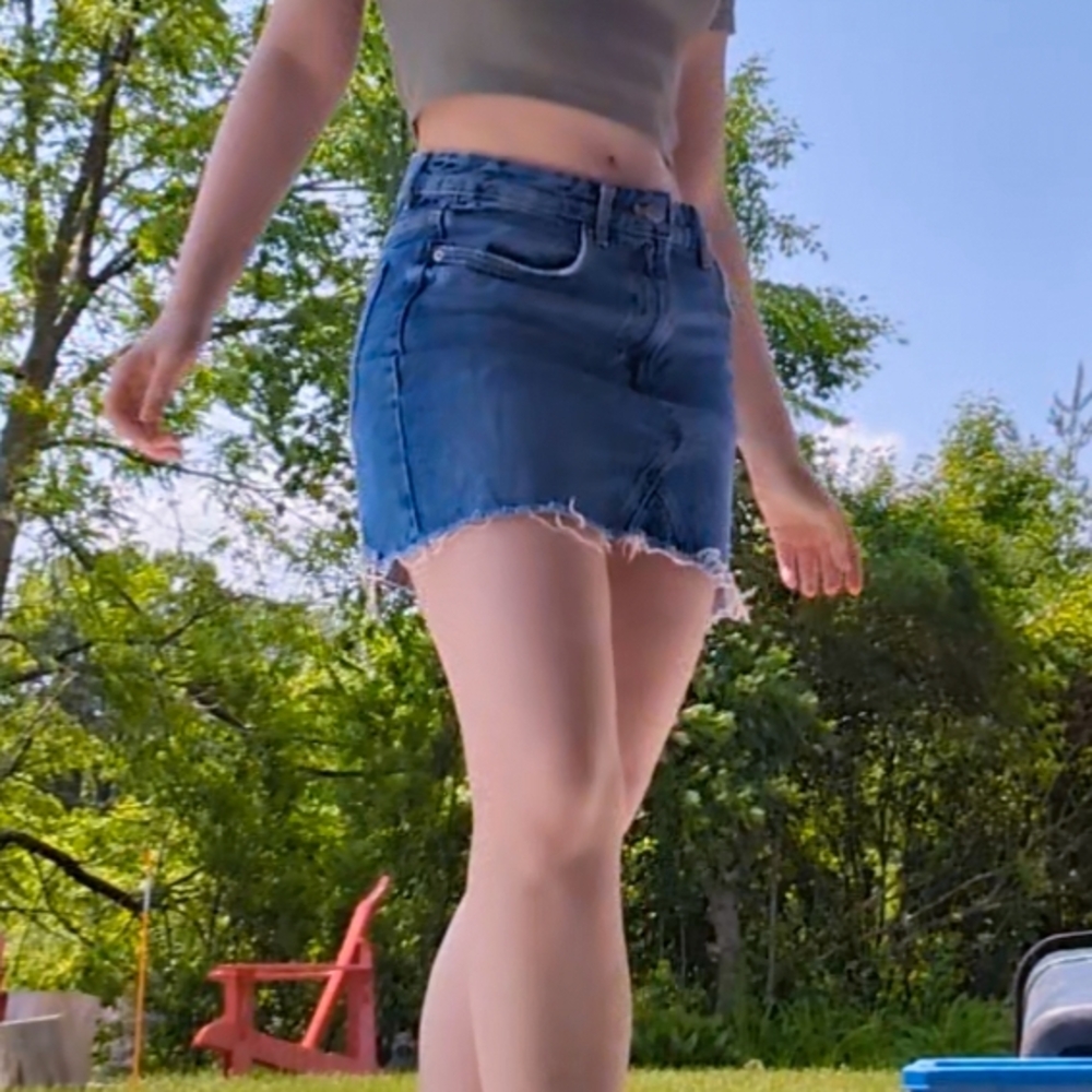 Zara | Distressed Blue Denim Skirt - Picture 8 of 8